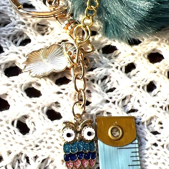 Owls with Pom Pom Purse Charm/Keychain - NEW! -Your Choice of Colors - Picture 6 of 6